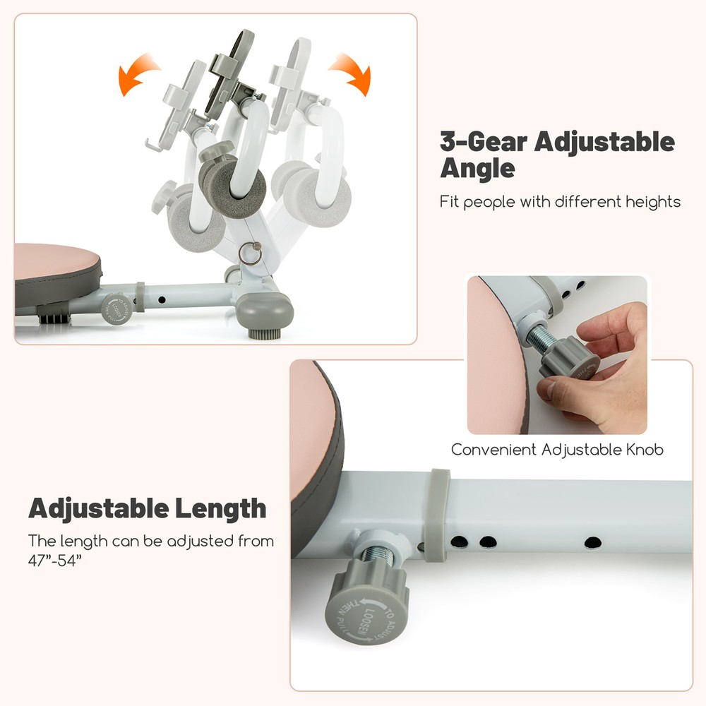 Multifunctional Sit Up Bench w/3 Gear Adjustable Angles & Adjustable Length Pink