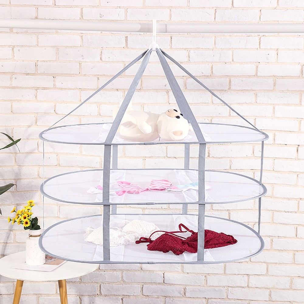 3 Layer Anti-deformation Clothes Drying Basket Folding Flat Clothes Drying Net