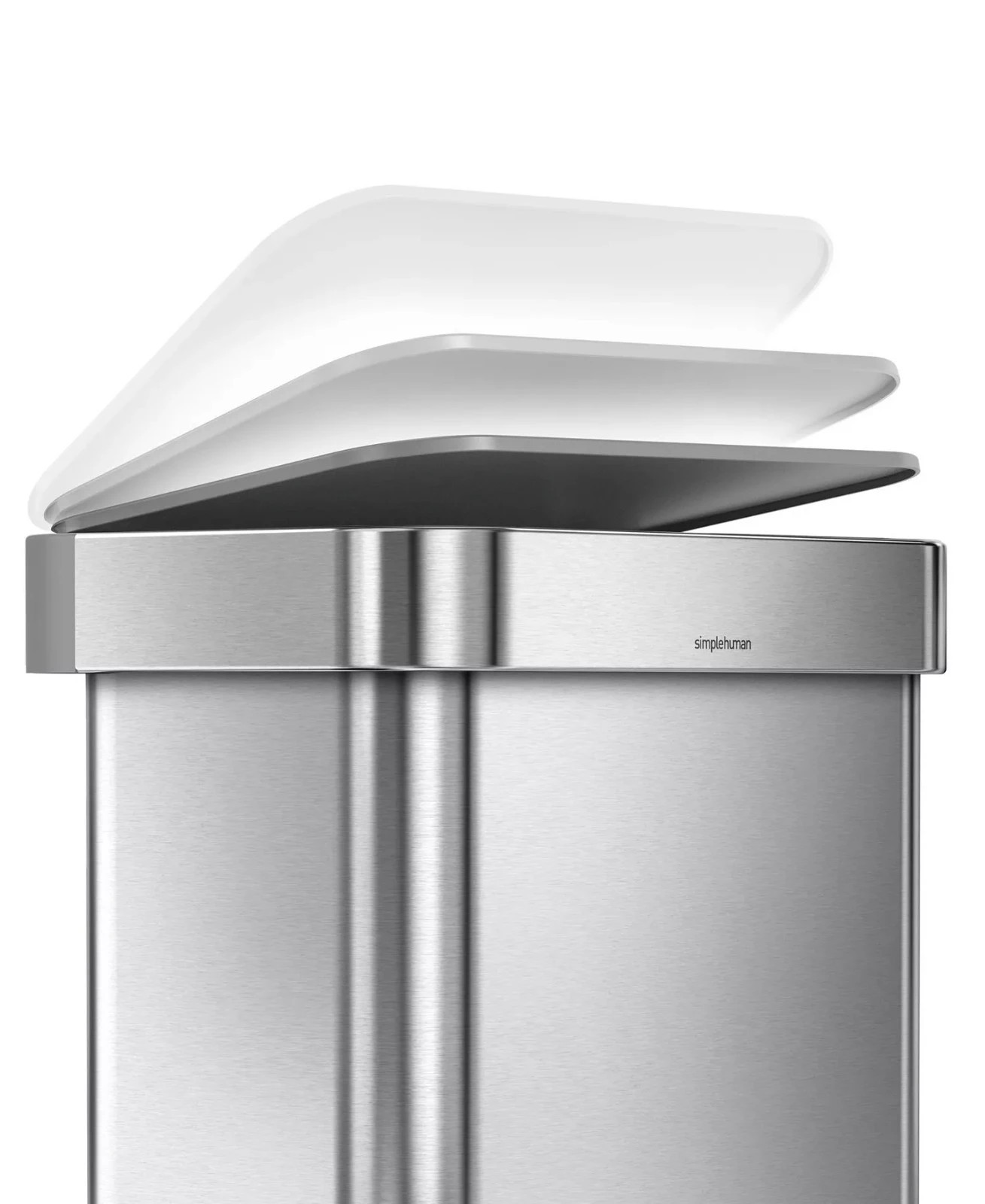 simplehuman 45 Liter Rectangular Step Kitchen Trash Can with Liner Pocket, Stain