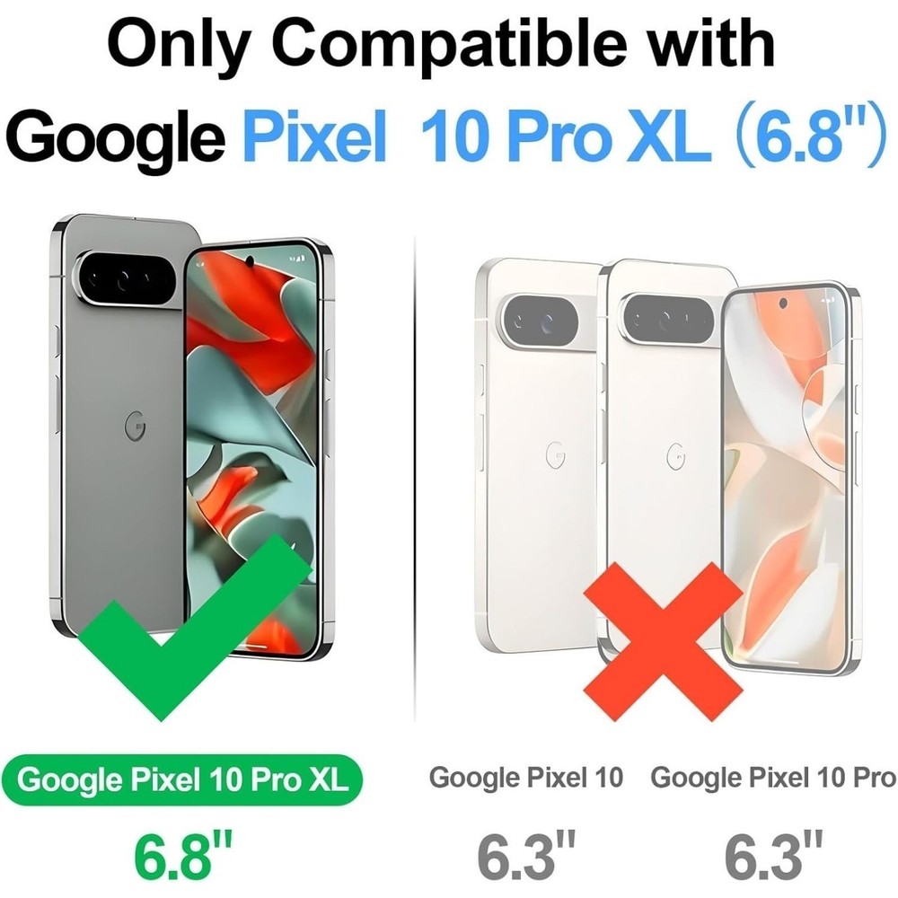 Google Pixel 10 Pro XL Case with Screen Protector + Camera Lens Protector, Black