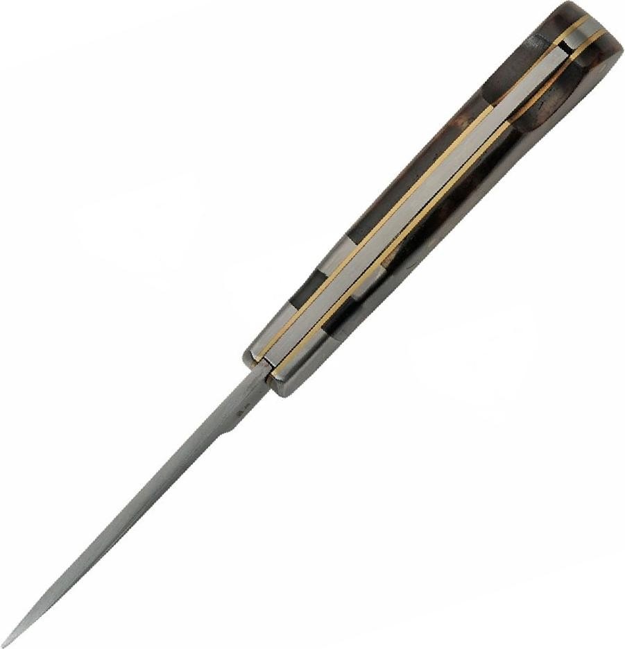 Pocket Knife | 3in Folding Blade Brown Bone Handle Lockback + Leather Sheath