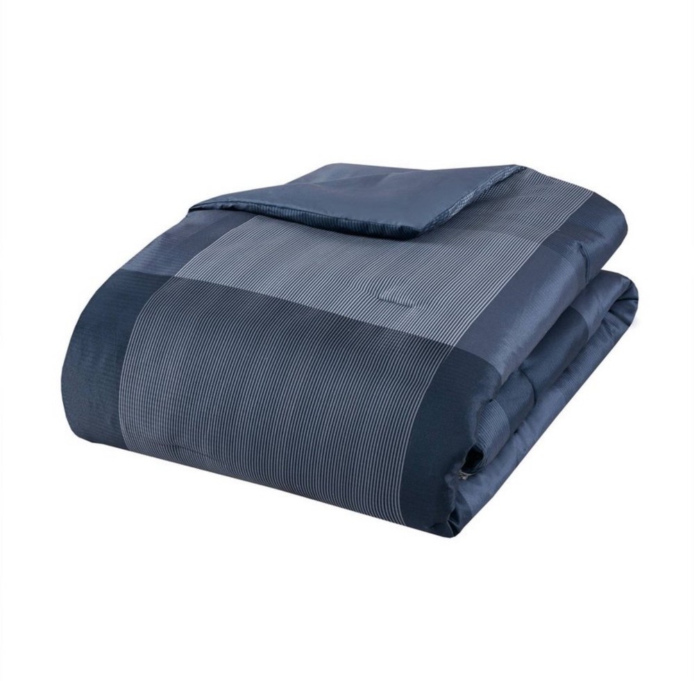 5pc King Plaid Bedding Set Blue