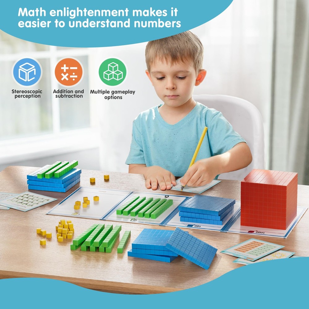 stochastic box Plastic Base Ten Blocks 143 pcs Place Value Small