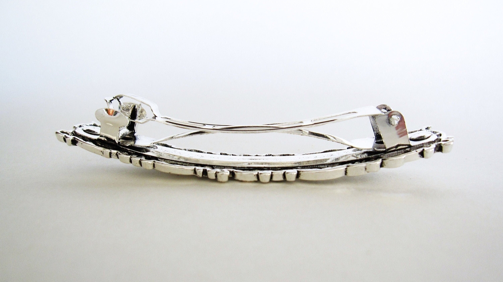 Silver flowers leaves vine metal flower filigree hair clip barrette