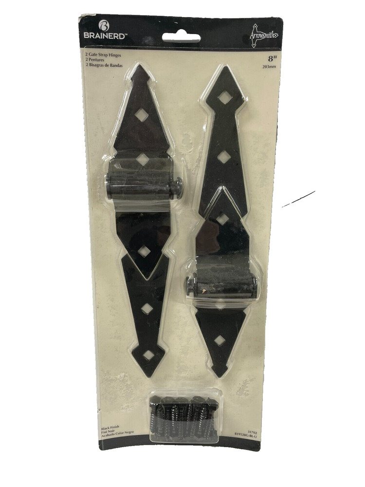 GATE STRAP HINGE. DECORATIVE (2 PACK) 8" Black  FREE SHIPPING!!!