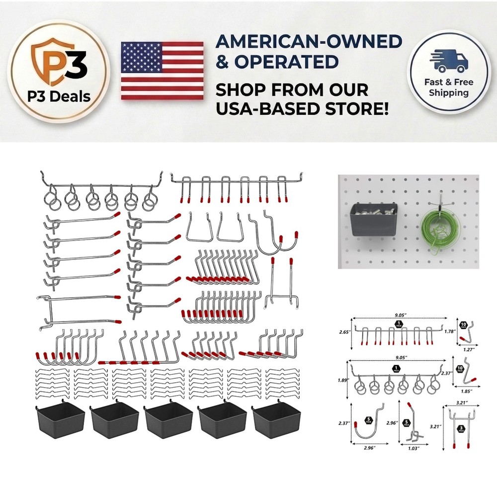 Versatile 114-Pc Pegboard Hooks Set: Organizers for Every Workspace Needs