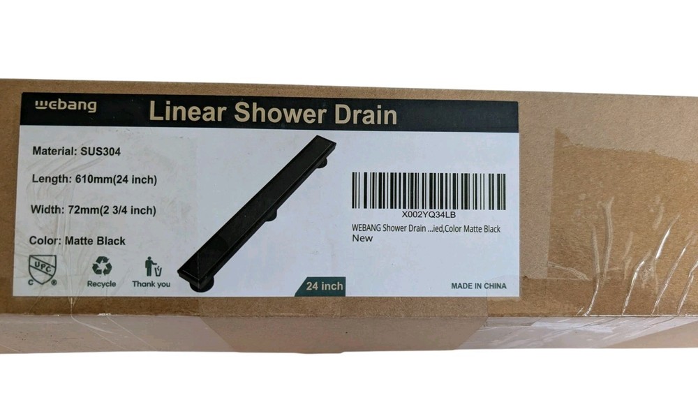 24 Inch Linear Shower Drain Rectangular Floor Drain with Accessories Reversible
