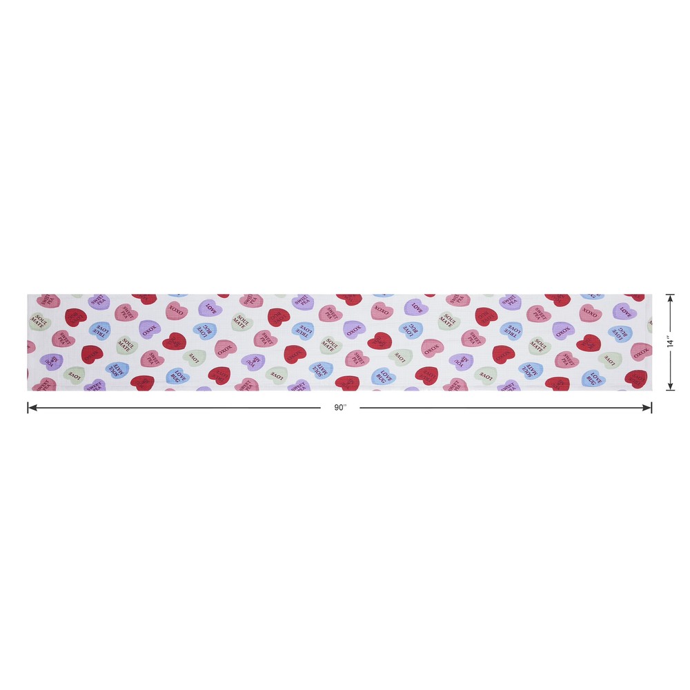 Conversation Hearts Table Runner Cotton