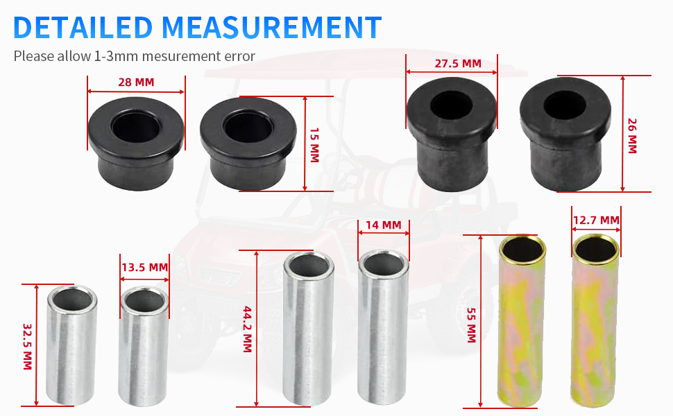 Club Car DS Bushing Kits for all Front Rear Leaf Spring & Upper A Arm Suspension