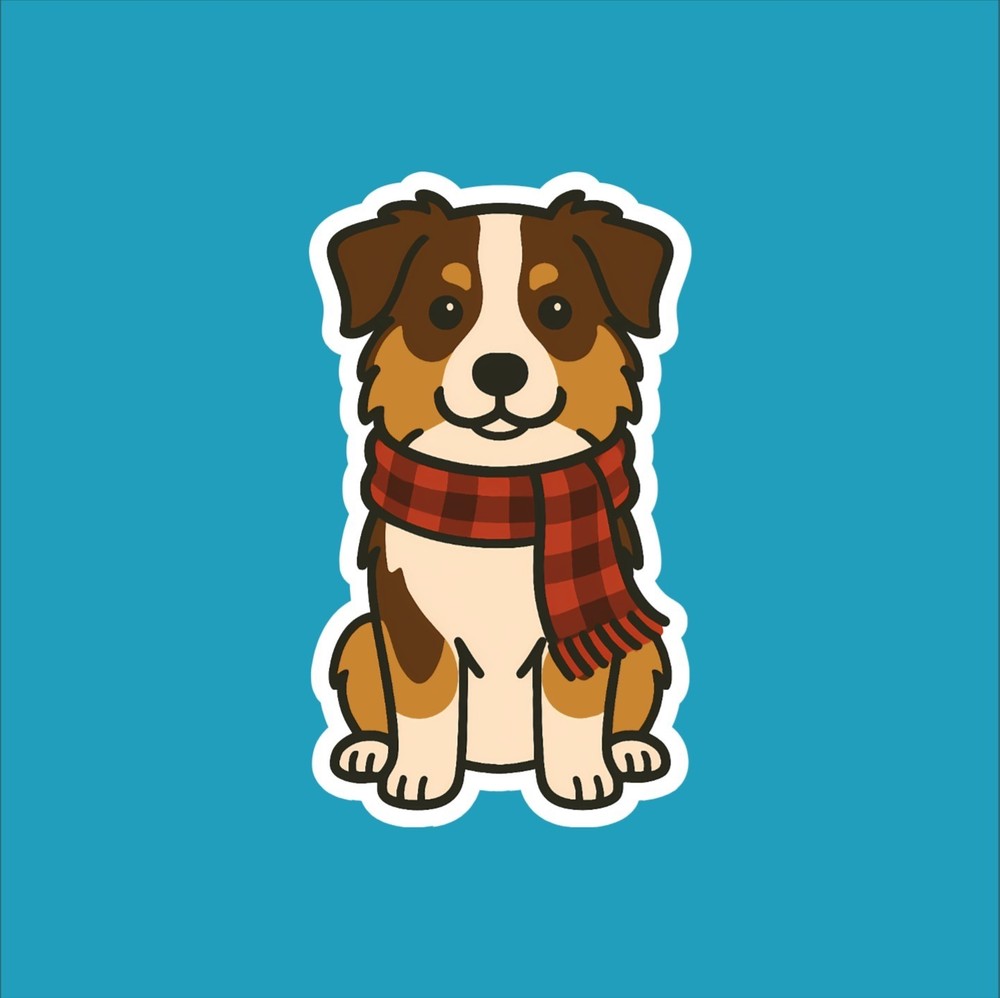 Australian Shepherd Red Tri in Scarf Sticker
