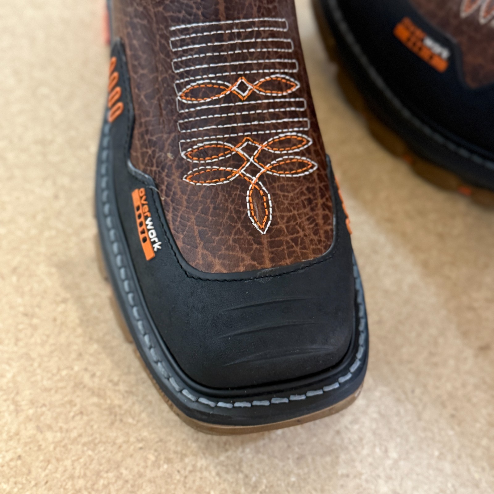 MEN'S WORK BOOTS WITH MUDGUARD SOFT TOE SQUARE TOE WESTERN RANCH HEAVY DUTY BOTA