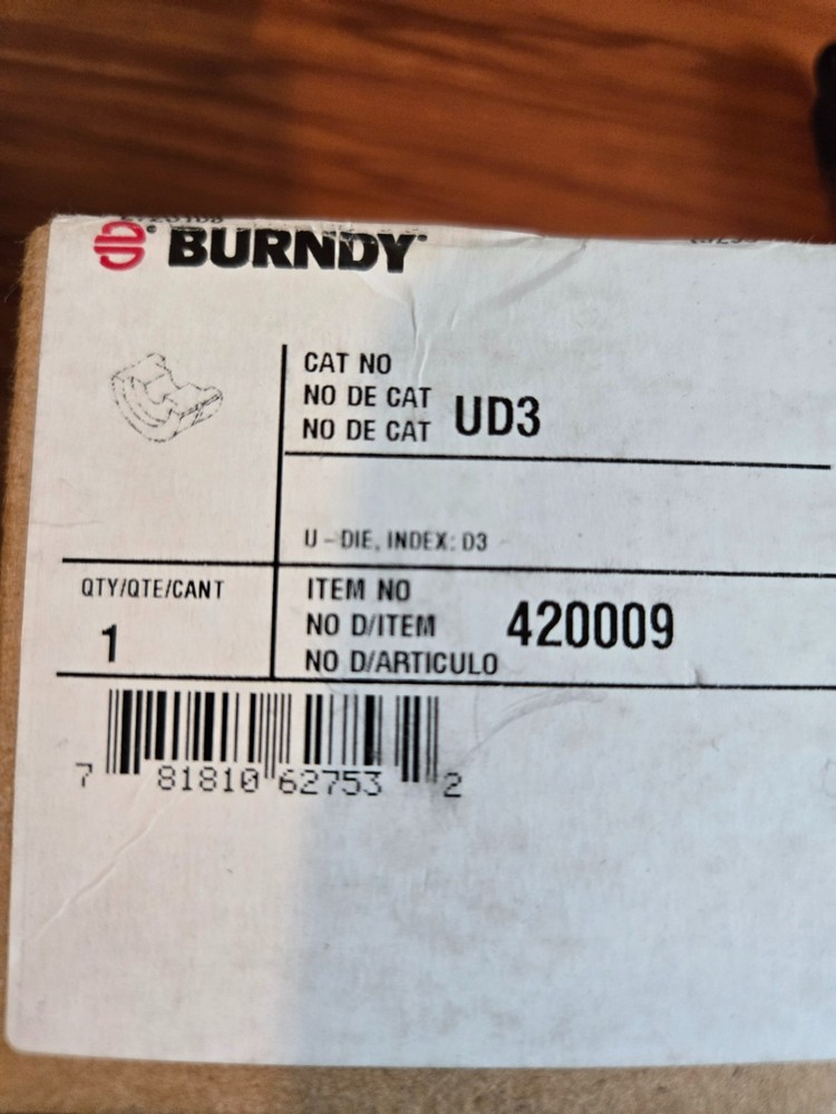 burndy u die set 4 DIFFERENT DIE SET