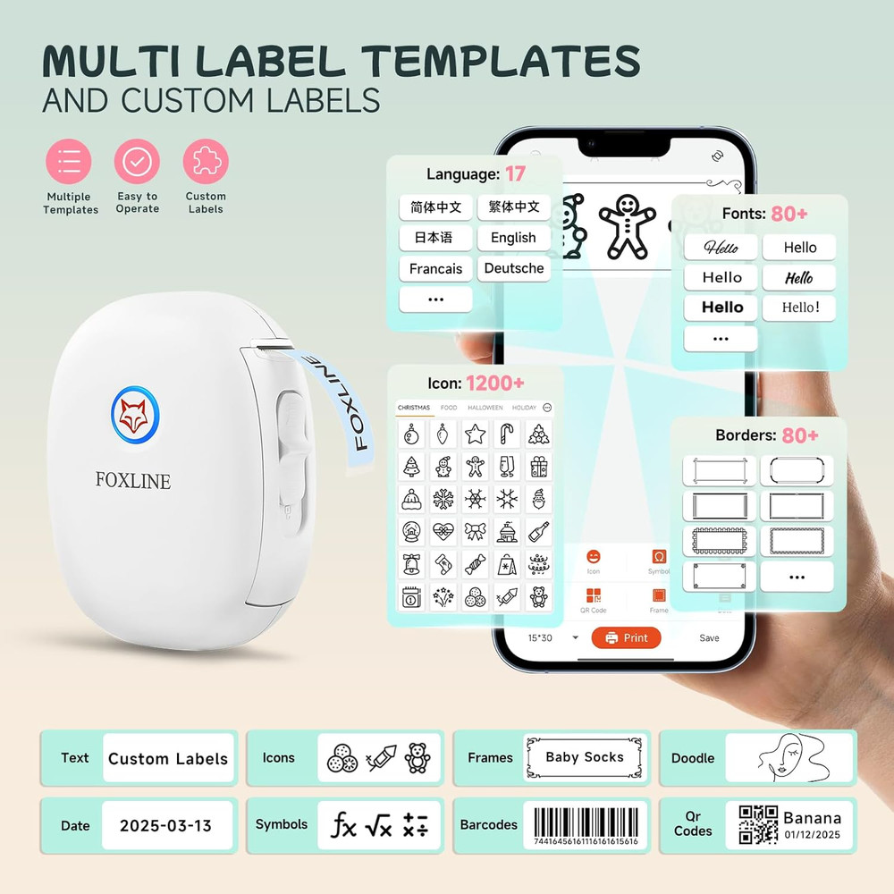 F10 Label Maker Machine Bluetooth Portable Thermal Mini Printer White