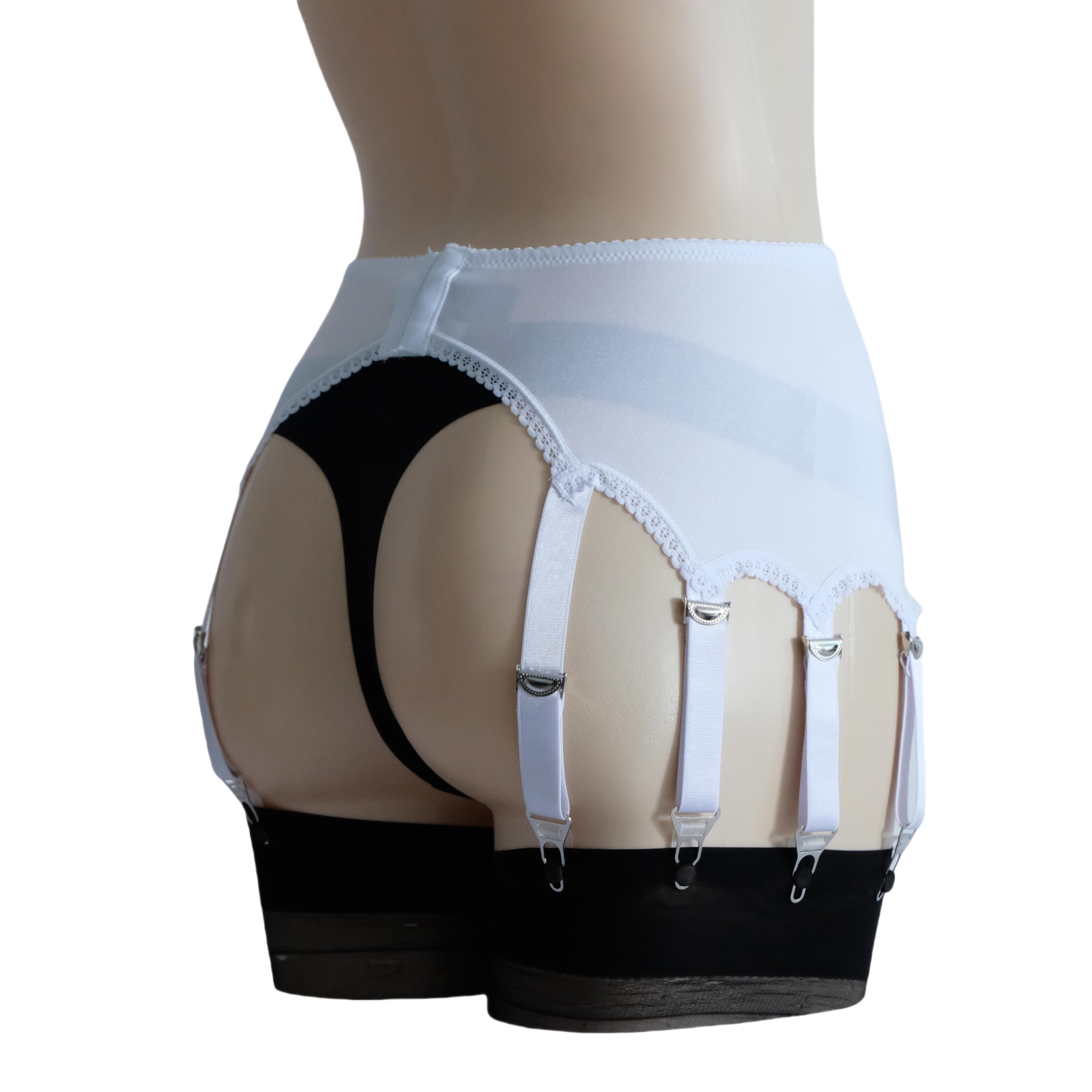 Luxallacki Classic Silky Satin 12 Straps Garter Belt Metal Clips Underwear