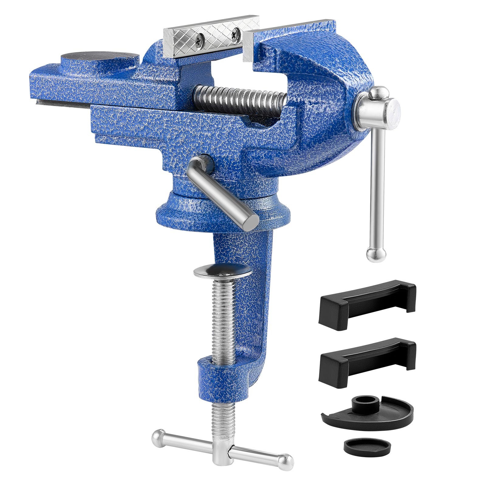 VEVOR Bench Vise 3 Inch Portable Workbench Vice Clamp 360° Swivel Base Cast Iron