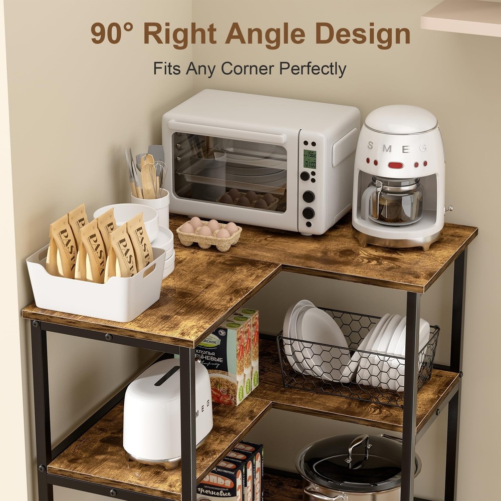 VECELO Corner Cabinet Table with 3 Tier Open Shelf, Multipurpose Display Orga...