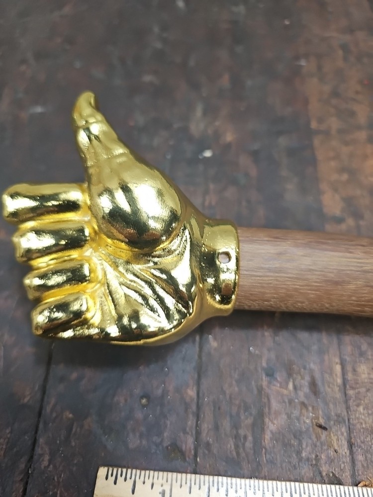 H32- Crafted 2 lb brass figural THUMBS Up Hammer