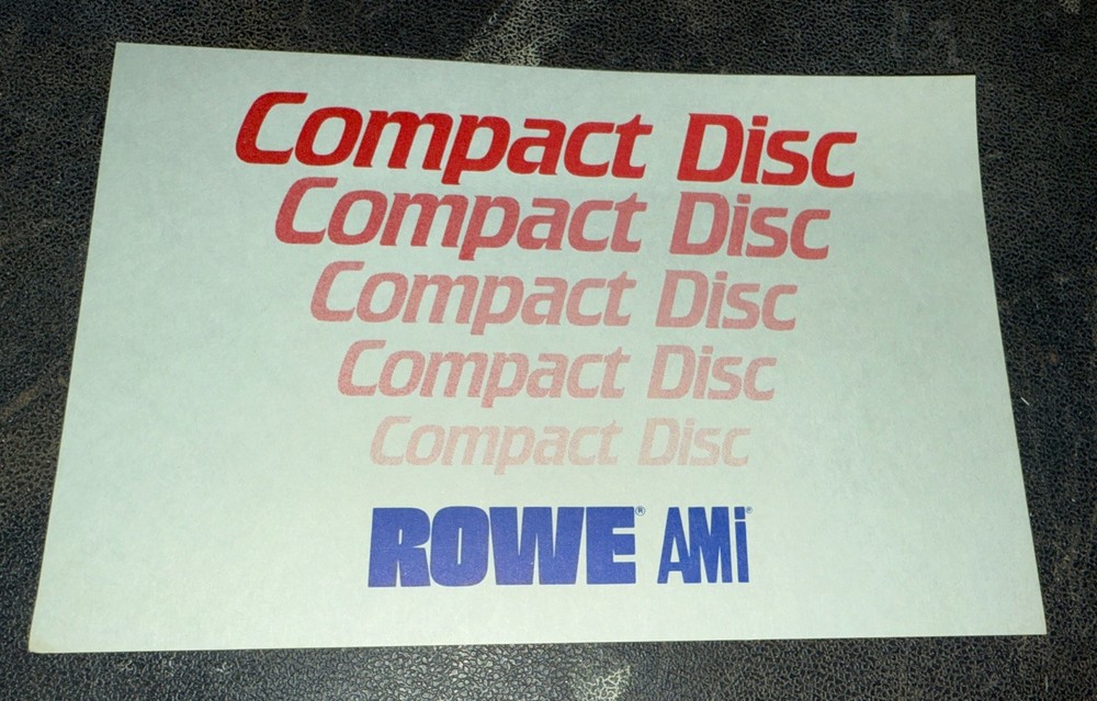 Rowe AMI Jukebox Original Compact  Disc Signs 5 Count