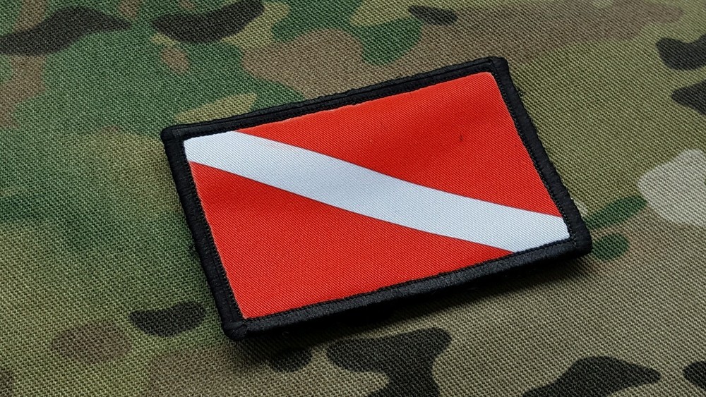 SCUBA Diving Diver Down Flag Hook Back Patch Snorkeling