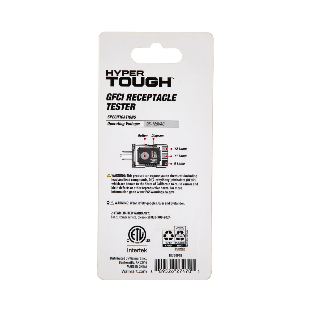 Hyper Tough GFCI Receptacle Tester