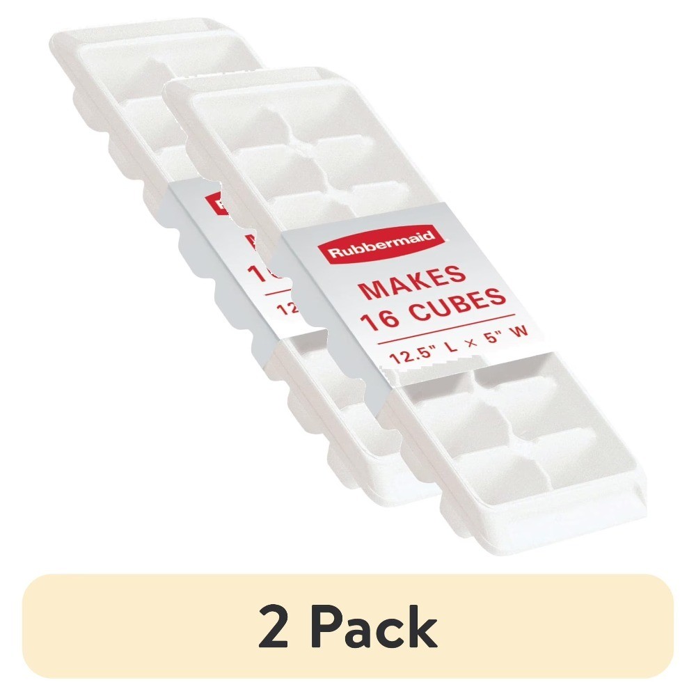 Quick Release Ice Cube Tray Set of 2 Plastic White Rectangular Ice Trays