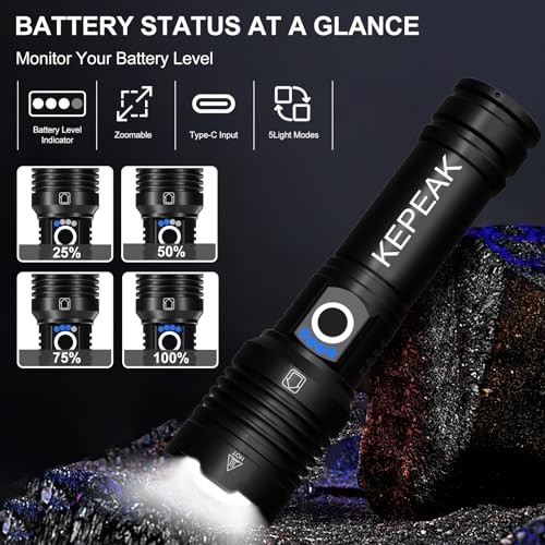 Rechargeable Flashlights, Super Bright Flash Lights, Powerful Flashlight