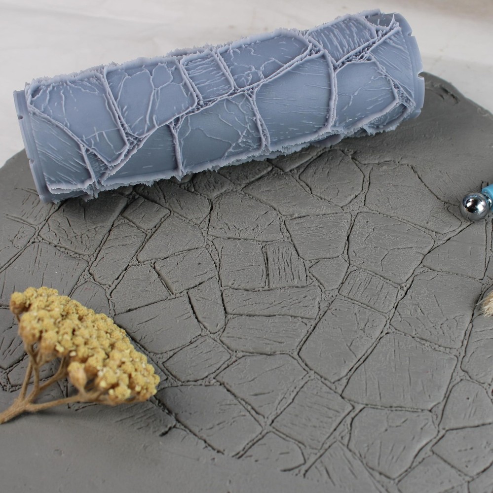 Flagstones Clay Texture Roller (4") - Seamless Set #02 - Embossing Pattern Ro...