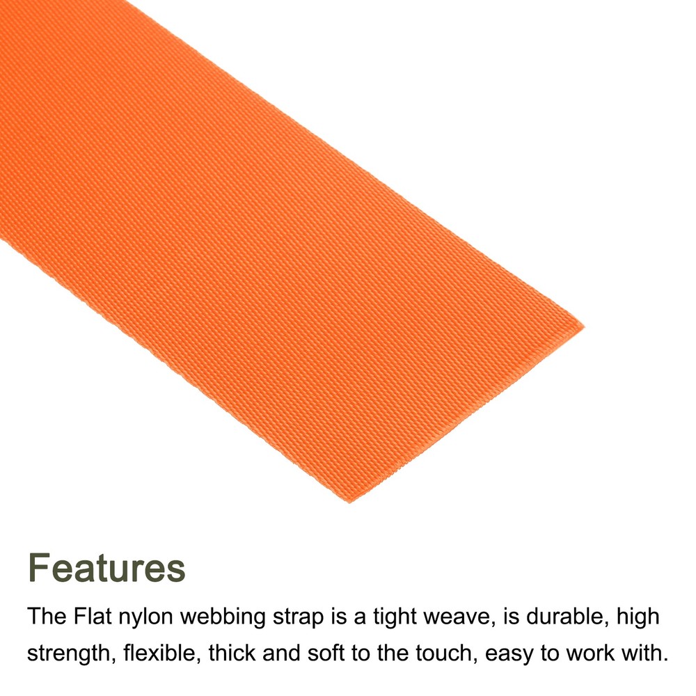 Flat Nylon Webbing Strap 2 Inch 5 Yards Orange for Backpack