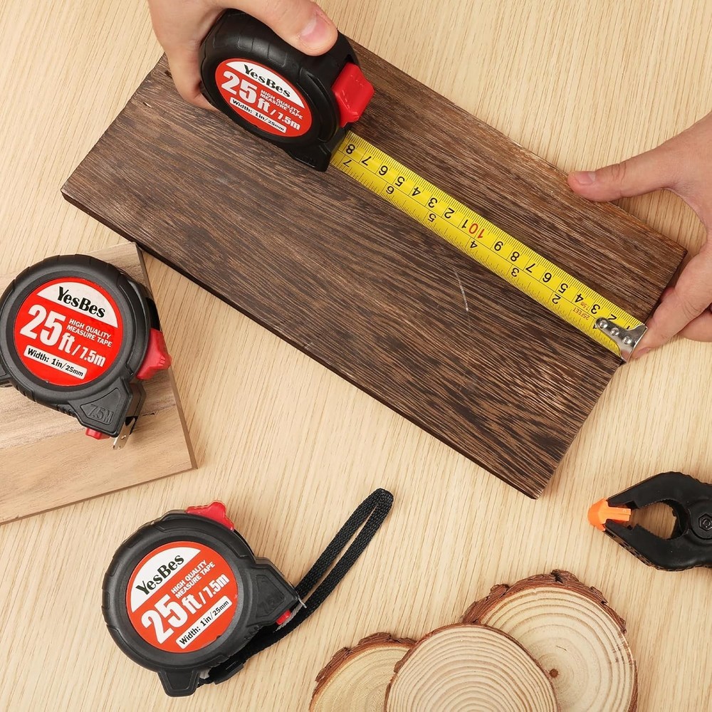 Measuring Tape 25 ft Bulk Pack Easy Read Retractable Self-Lock 5 Pack