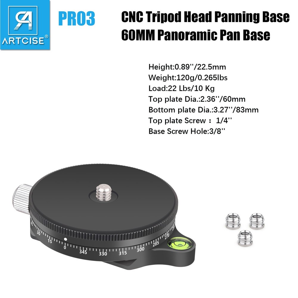 Camera Tripod Panning Base Panoramic Tripod Head 60MM Pan Base Tripod Mount Base