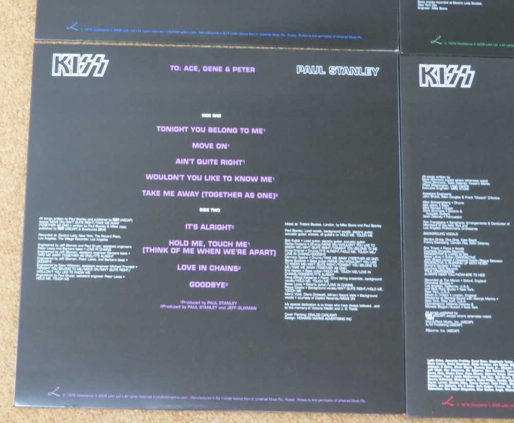 KISS RUSSIAN LILITH SOLO ALBUM PICTURE DISC SET OF 4 RELEASED 2006