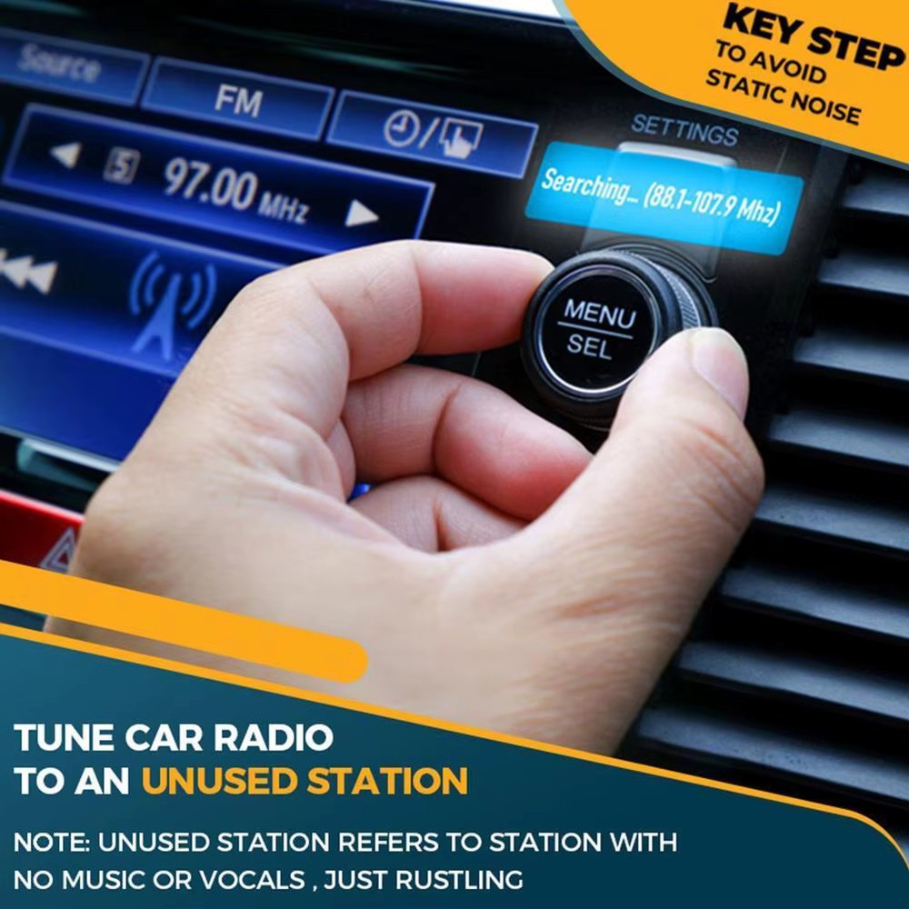 Bluetooth 5.3 FM Transmitter for Car Stronger Dual Mics Deep Bass Sound 48W PD&