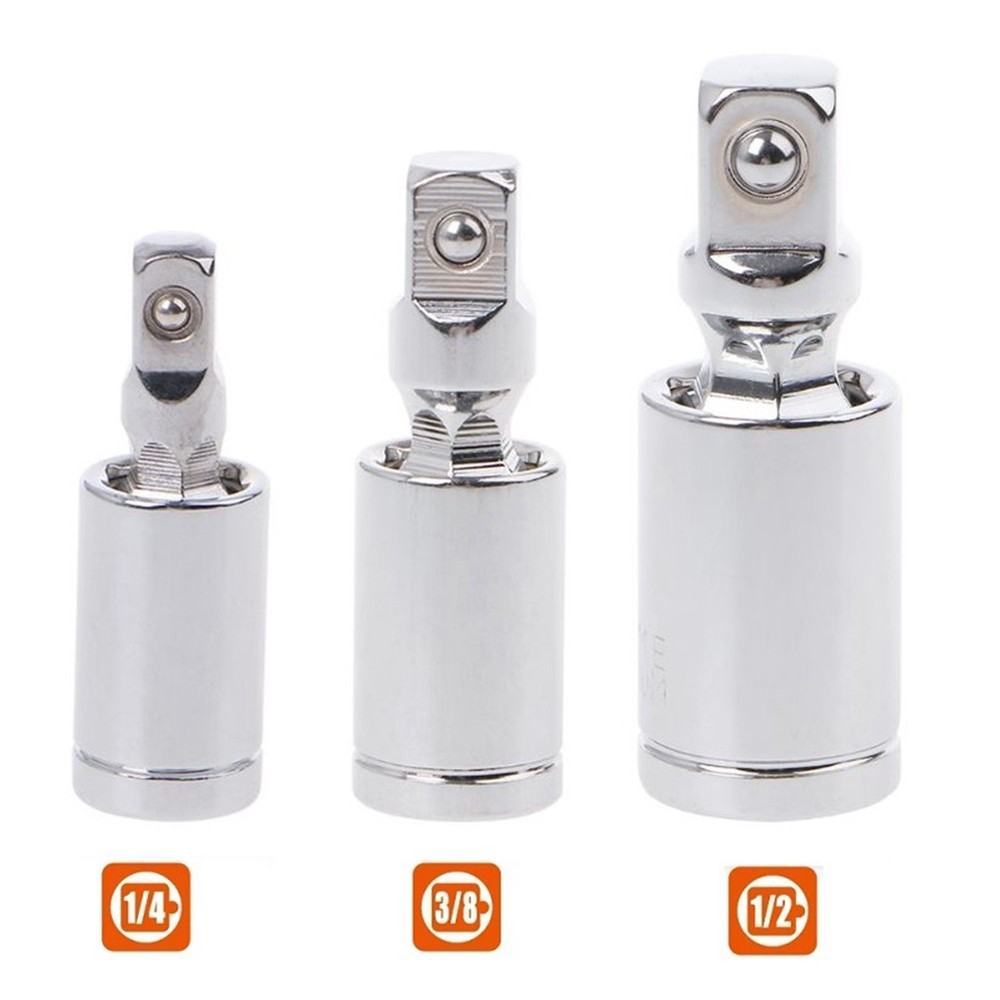 Replacement Socket Adapter Degree 1/4 3/8 Chrome Vanadium Steel Silver