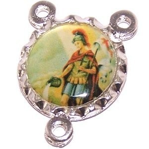 Saint Florian resined silver-toned center (2cm - 0.8")