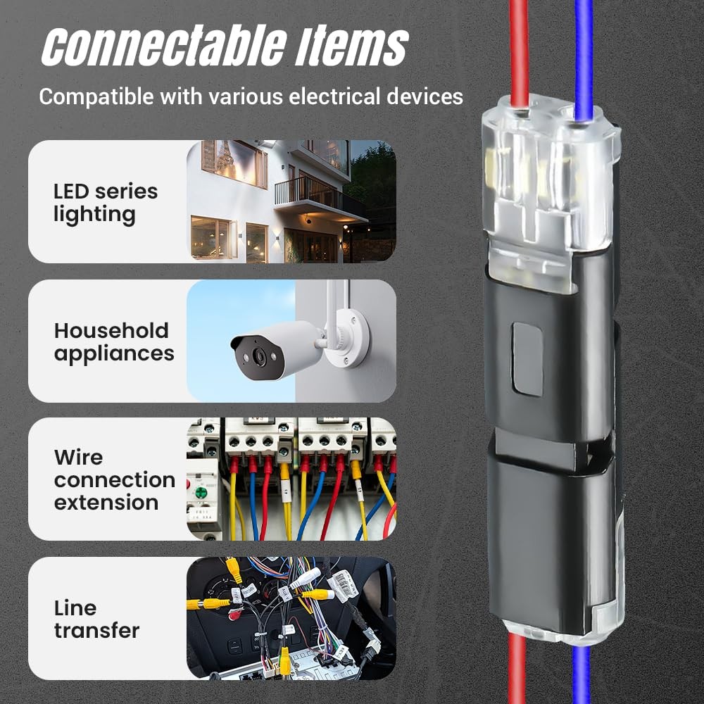 20/50pc Double-Wire Plug-in Cable Snap Connector Terminal Block / Locking Buckle