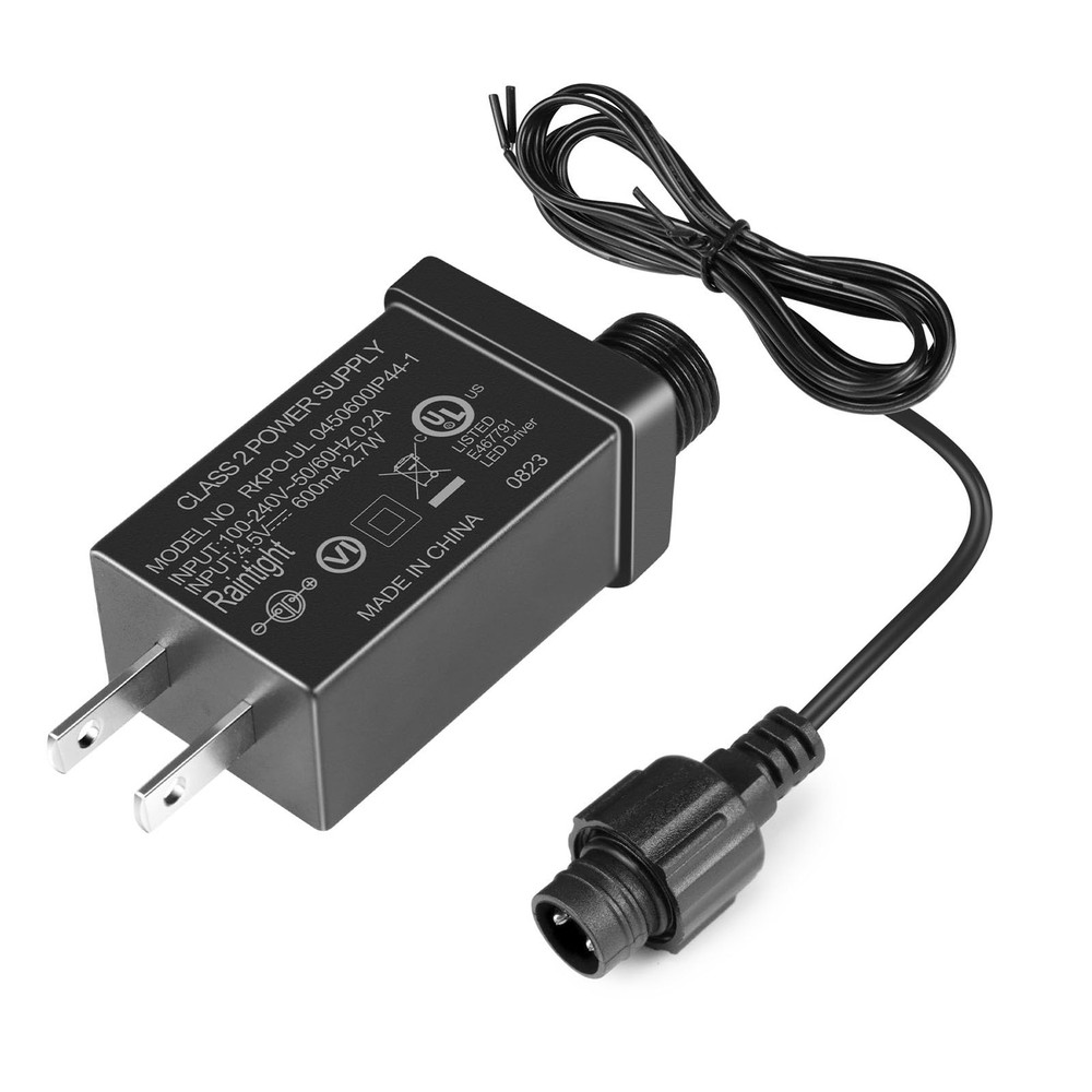 4.5V 0.6A LED Class 2 Power Adapter, 2.7W Transformer Replacement Black