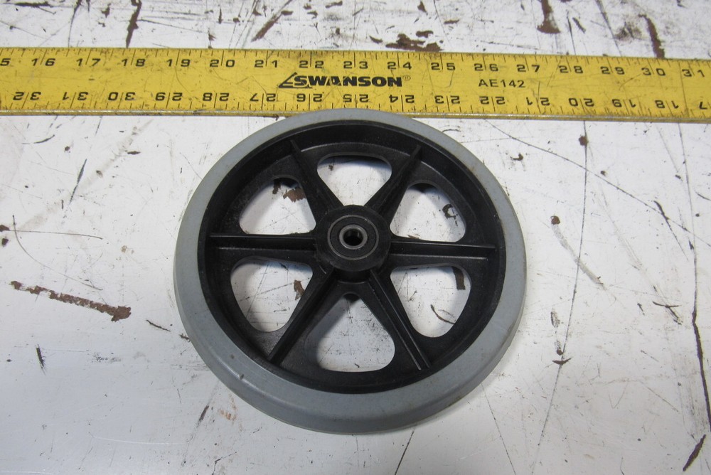 6" Nonmarking Rubber Caster Plastic Hub 8mm Bearing Bore