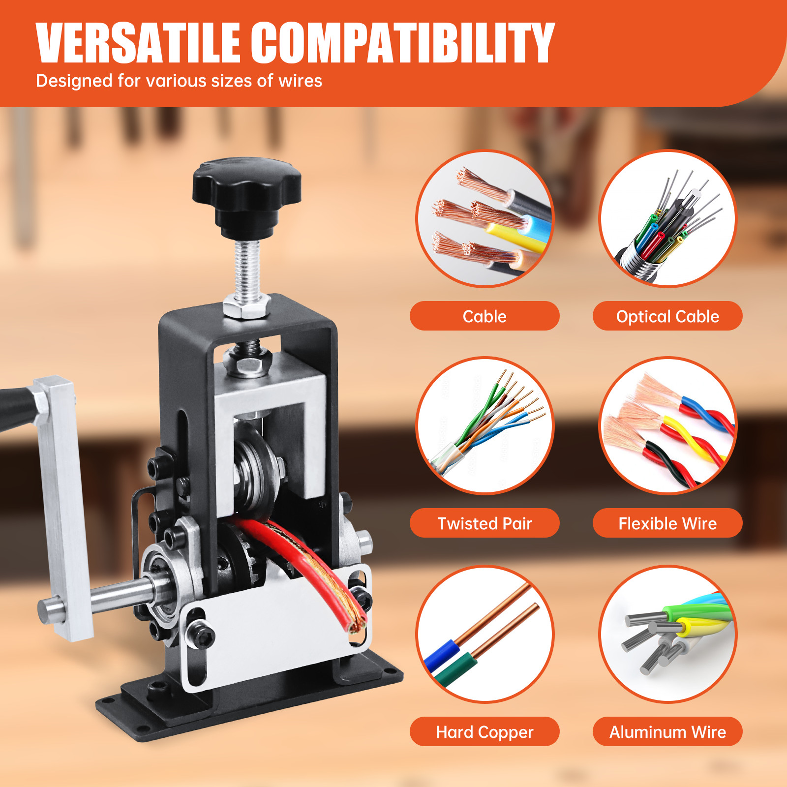 Manual Wire Stripping Machine Drill Powered Hand Crank Wire Stripper Tool 1-25MM