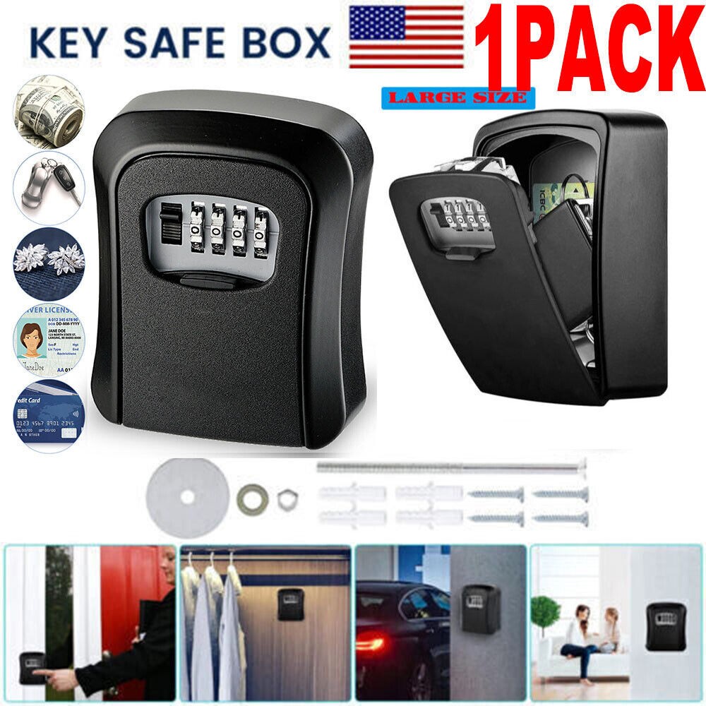 1-10 Key Lock Box Safe Storage Box with Code Combinati Password Security Outdoor