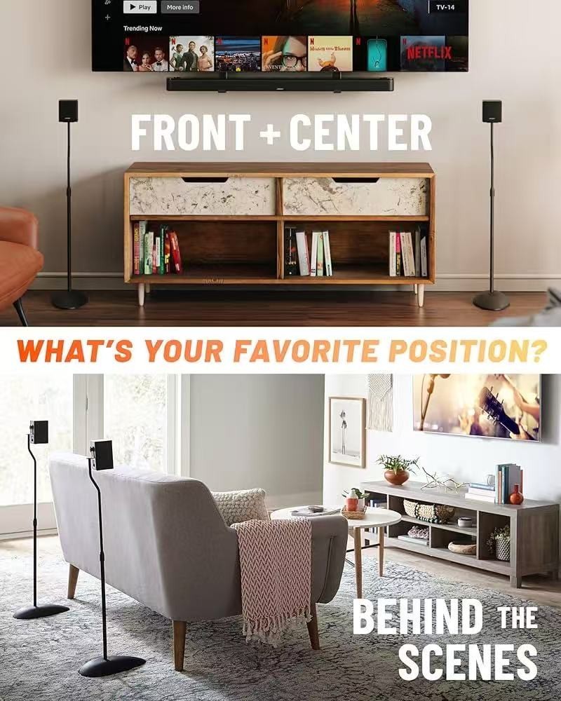 Universal Speaker Stands Height Adjustable With Universal Compatibility Pair New