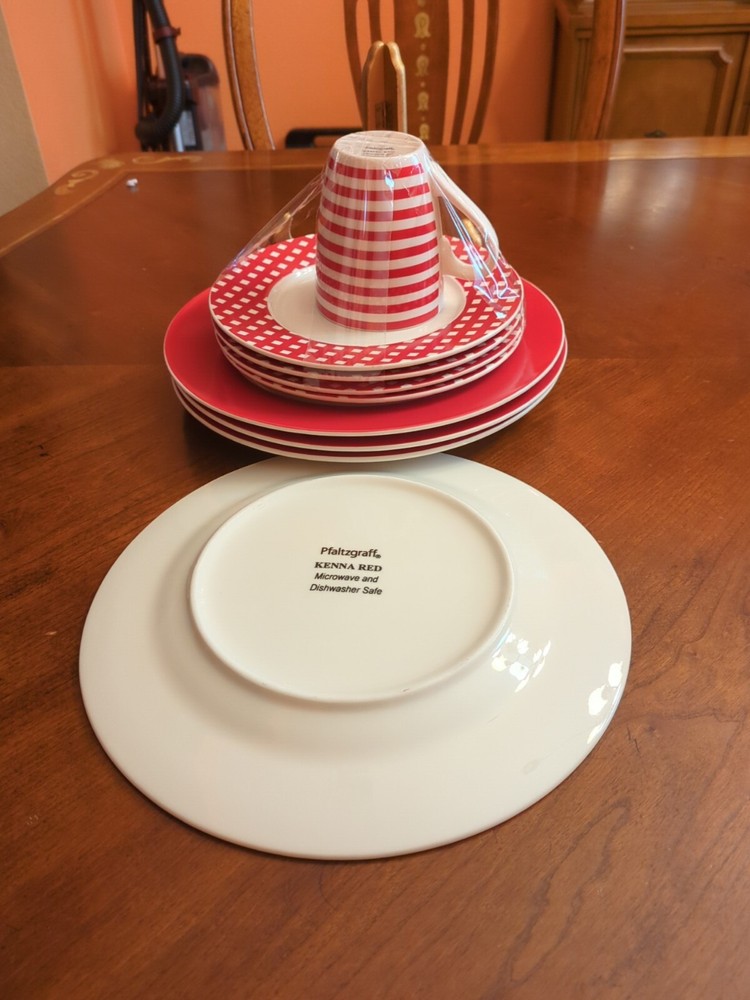Pfaltzgraff Kenna Red 9 Piece Porcelain Dinnerware Set