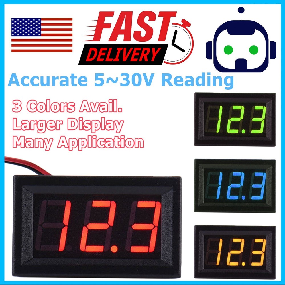 LED 12V ~ 24V Digital Display Voltmeter Car Motorcycle Voltage Gauge Panel Meter