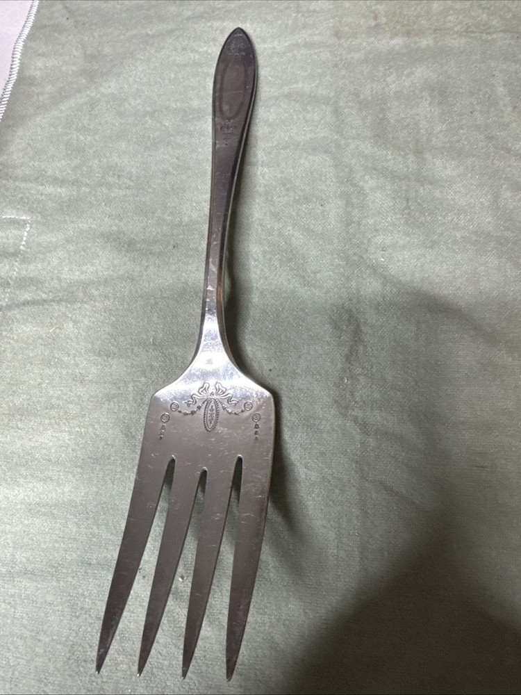 ONEIDA c1917 ADAM SILVERPLATED LARGE "8 3/8" COLD MEAT/ SERVING FORK