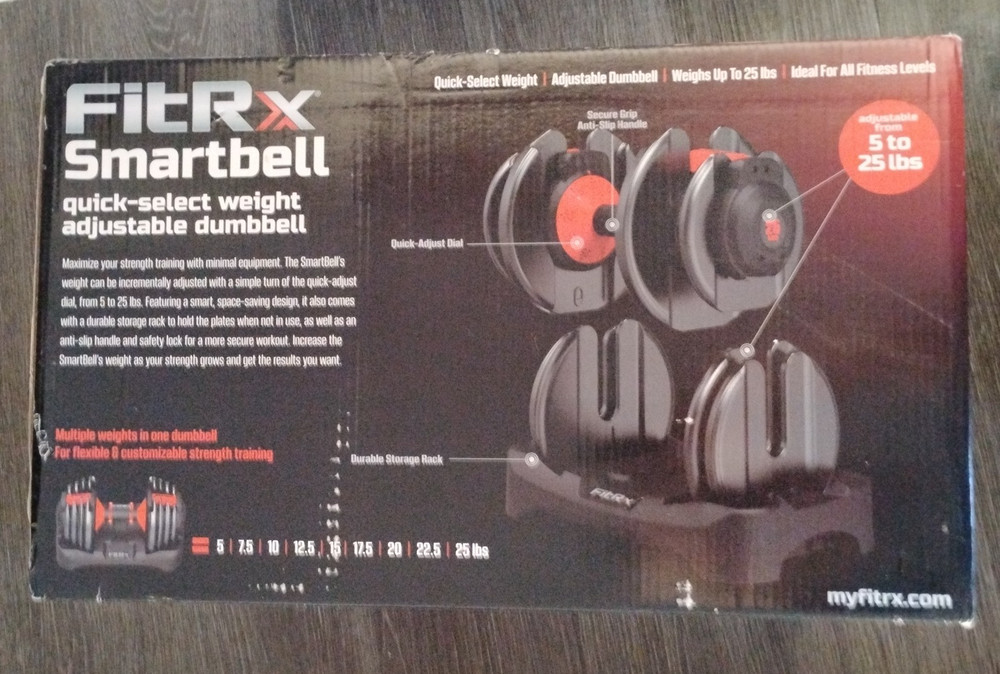 FitRx SmartBell, 25lbs. Quick-Select Adjustable Dumbbells, 5-25lbs