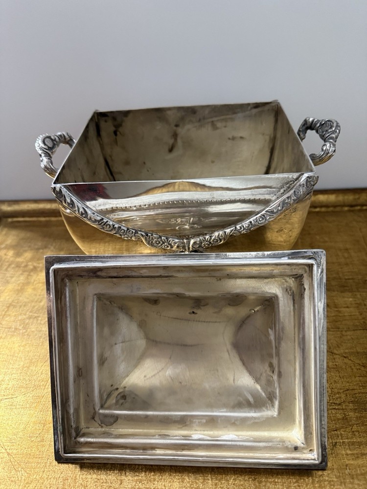 Decorative Only Silver Plate Tea Candy Jar