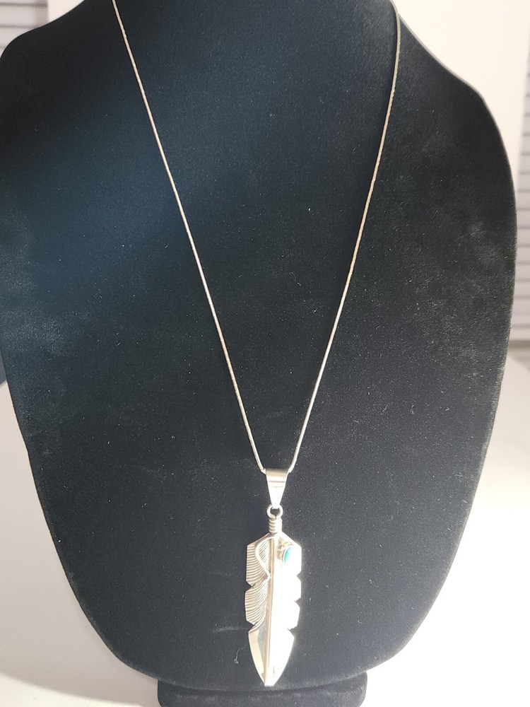 Cc Engraved Native American Feather Necklace