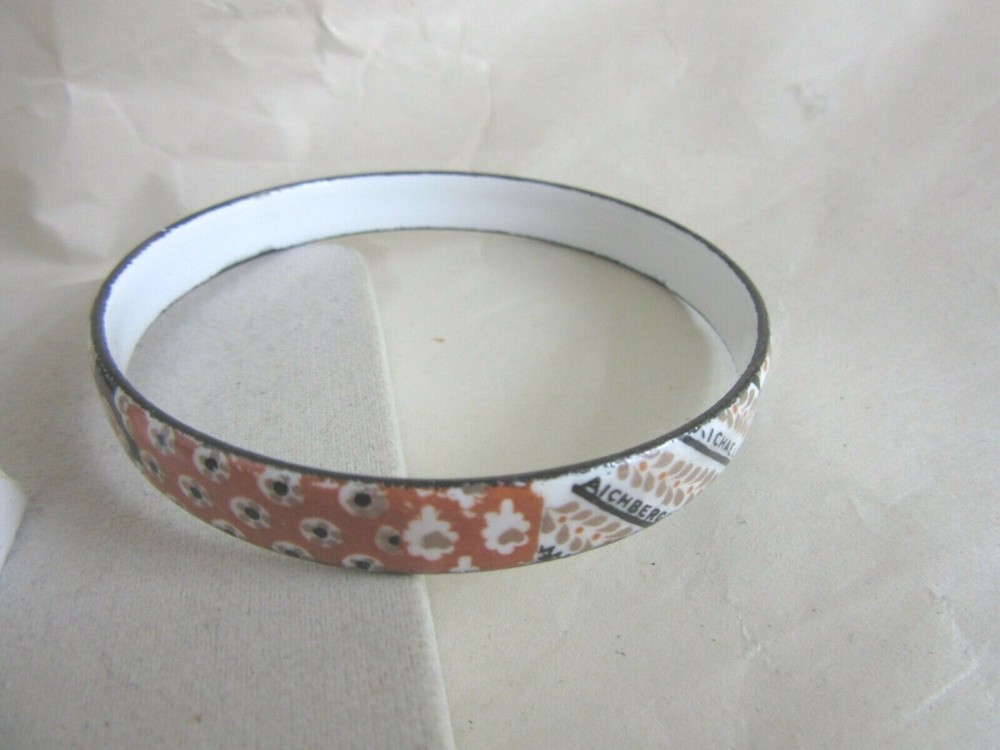 Michaela Freye Aichberger brown/tan enameled bangle bracelet