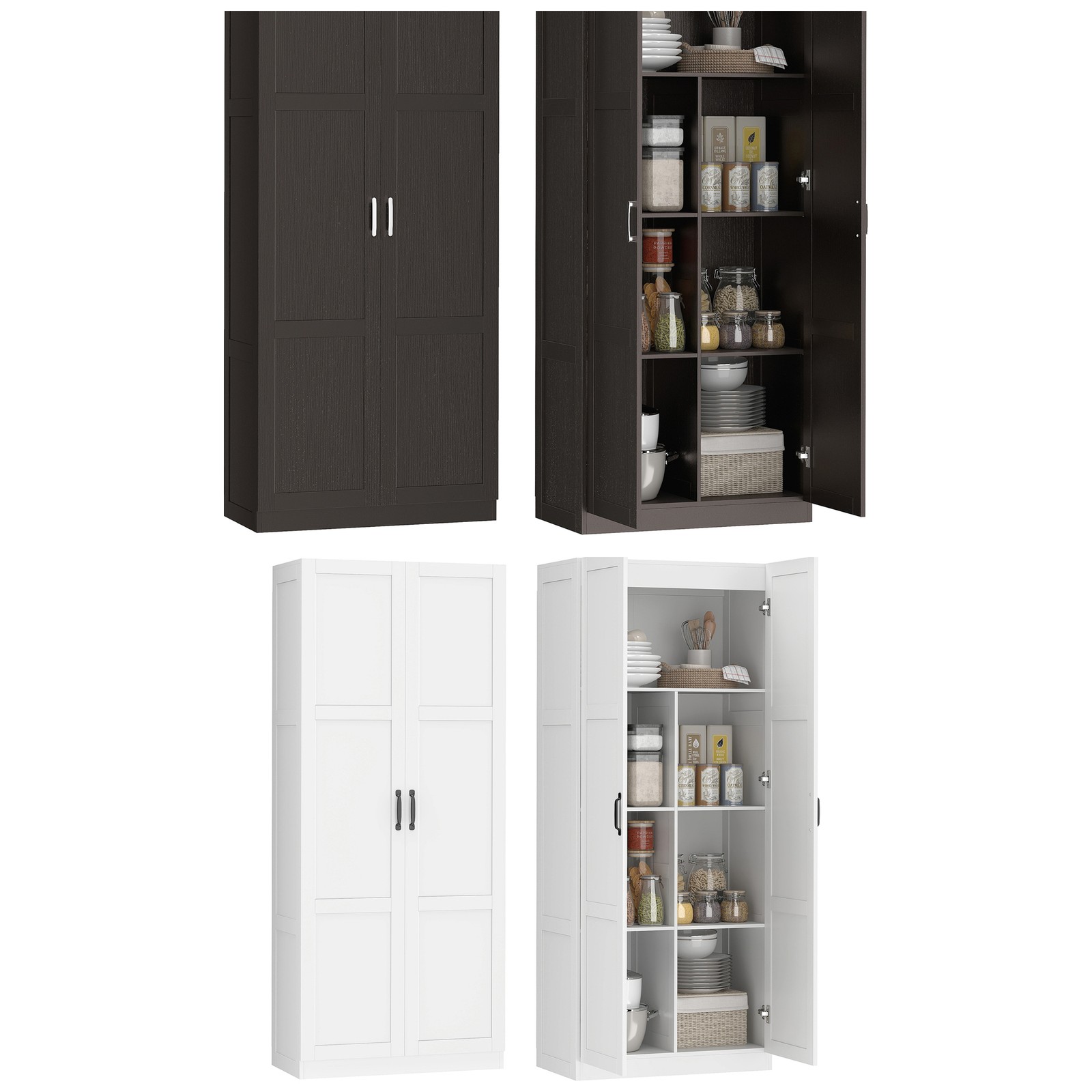 HOMCOM Kitchen Pantry Cabinet with Soft-Close Hinges Kitchen Cabinet