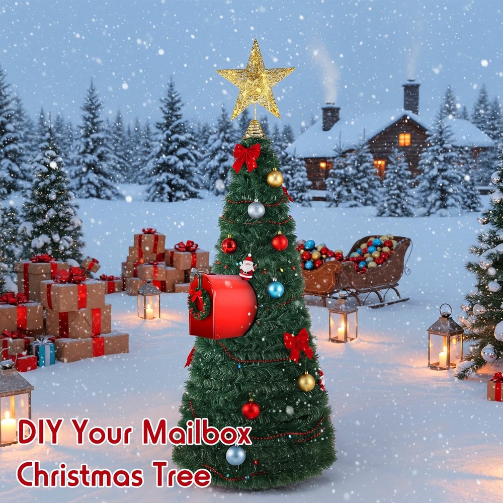 Mailbox Christmas Tree DIY Artificial Christmas Mail Box Swags Includes Metal...