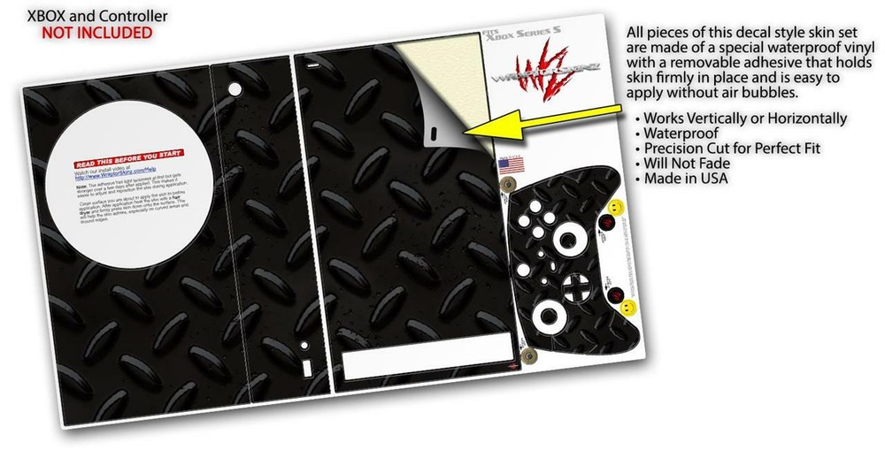 Skins XBOX Series S Console Controller Diamond Plate Metal 02 Black